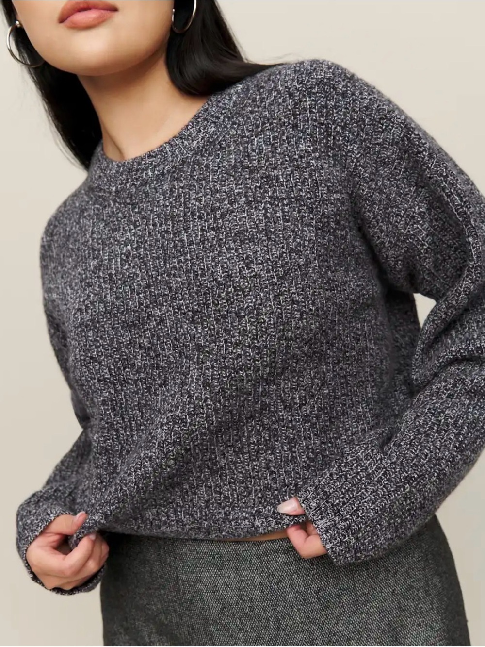 Reformation Lotto Regenerative Wool Cropped Sweater Magpie - Size M
